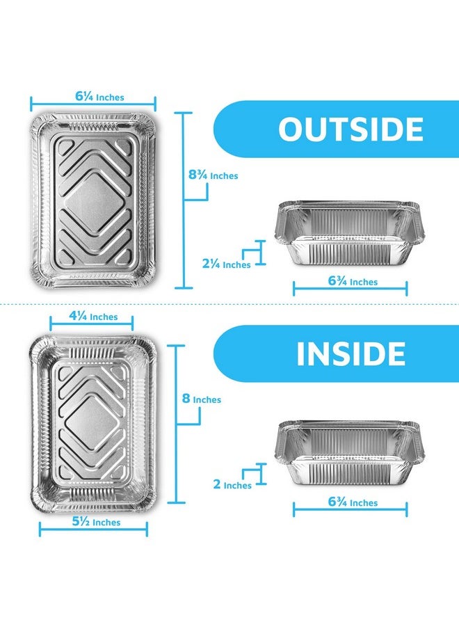 MontoPack MontoPack Disposable Takeout Pans with Clear Lids | 2lb Capacity Aluminum Foil Food Containers with Strong Seal for Freshness & Spill Resistance | Eco-Friendly & Recyclable | 50-Pack 8x5.5” Drip Pans  - Image 2