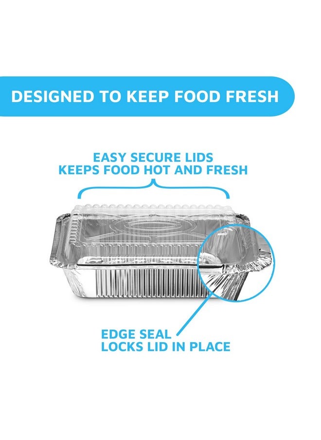 MontoPack MontoPack Disposable Takeout Pans with Clear Lids | 2lb Capacity Aluminum Foil Food Containers with Strong Seal for Freshness & Spill Resistance | Eco-Friendly & Recyclable | 50-Pack 8x5.5” Drip Pans  - Image 5