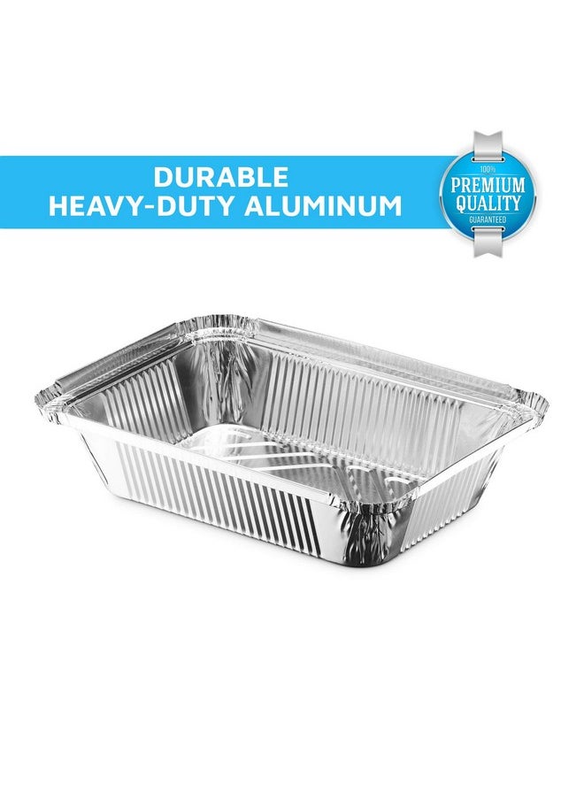 MontoPack MontoPack Disposable Takeout Pans with Clear Lids | 2lb Capacity Aluminum Foil Food Containers with Strong Seal for Freshness & Spill Resistance | Eco-Friendly & Recyclable | 50-Pack 8x5.5” Drip Pans  - Image 4