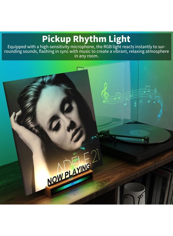 KORRTFID Now Playing Vinyl Record Stand, Light Up Vinyl Record Display Stand with RGB Sound Control Pickup Rhythm Lights Bar, Warm White Light with Fingerprint-Proof Acrylic Letters - Image 2