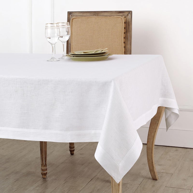 Solino Home Solino Home White Linen Tablecloth 60 x 84 Inch  100 Pure Linen Table Cloth for Rectangle Tables  Fete Machine Washable Tablecloth for Spring 4th of July Memorial Day Fathers Day Summer 
