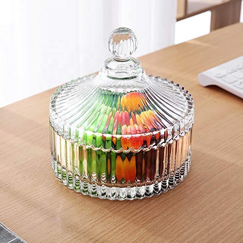 RAHAS RAHAS Glass Bowl with Lid Multipurpose Decorative Serving Candy Fruit Dry Fruits Snacks Pickle Dessert Lotus Shape Perfect Diwali Gift Tea Coffee Sugar Container Transparent Pack of 1  - Image 3