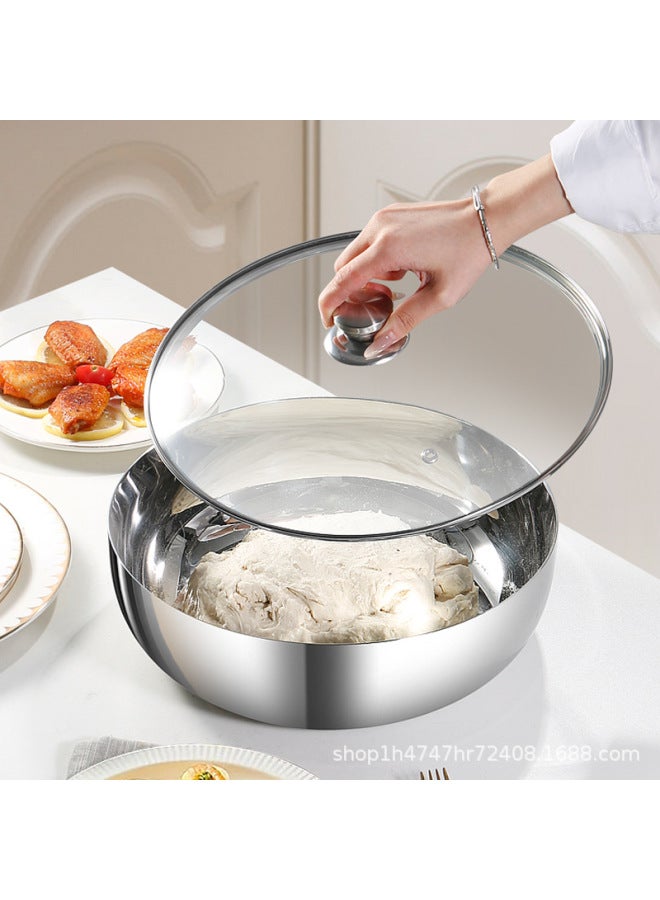 Three-layer Steel 316 And Basin With Lid Non-stick Basin Household Baking Noodles Hair Basin Kneading Basin Egg Bowl-Color:Three-layer Steel And Basin 30cm Exquisite Beads With Lid - Image 3