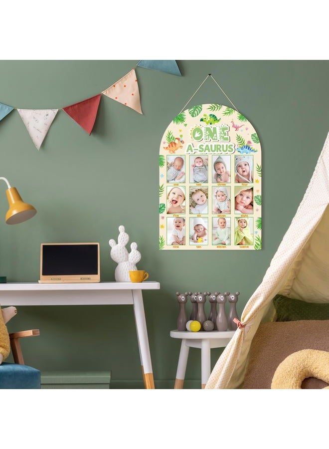 R HORSE My First Year Photo Frame Board, 3D One a Saurus Birthday Decorations Display Wood Board, Dinosaur Themed Baby First Year Picture Frame 12 Months Milestone 1st Birthday Nursery Decor Gift - Image 5