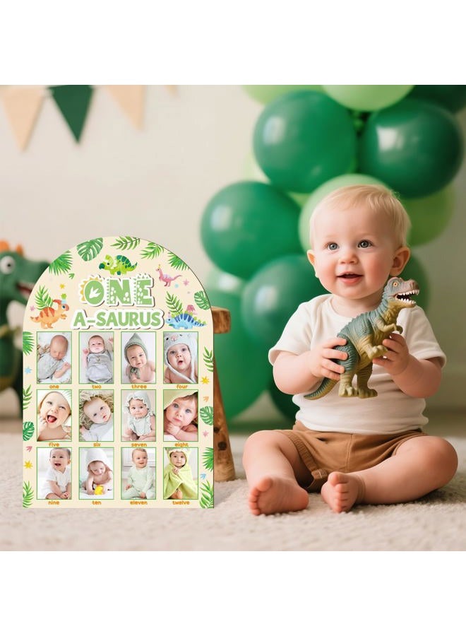 R HORSE My First Year Photo Frame Board, 3D One a Saurus Birthday Decorations Display Wood Board, Dinosaur Themed Baby First Year Picture Frame 12 Months Milestone 1st Birthday Nursery Decor Gift - Image 4
