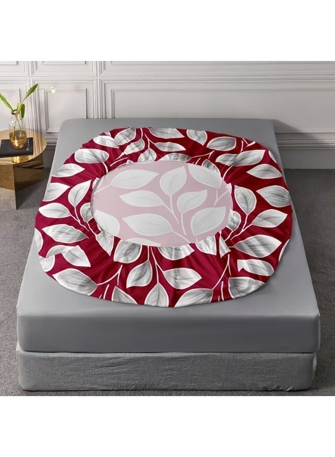 Eworld 3-Piece Fitted Bedsheet Set, Honeycomb Leaf Print, 100% Cotton, 125 GSM, 1 Fitted Sheet + 2 Pillowcases, Soft & Breathable Bedding Set - Image 4