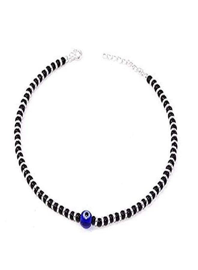 ARTIFICIAL TREE Latest Trend Brass Metal Evil Eye Charm Nazariya Payal (Anklet) | Black & Silver Beads (Crystal) | Stylish Anklet for Girls and Women (AT ANK 008) - Image 4