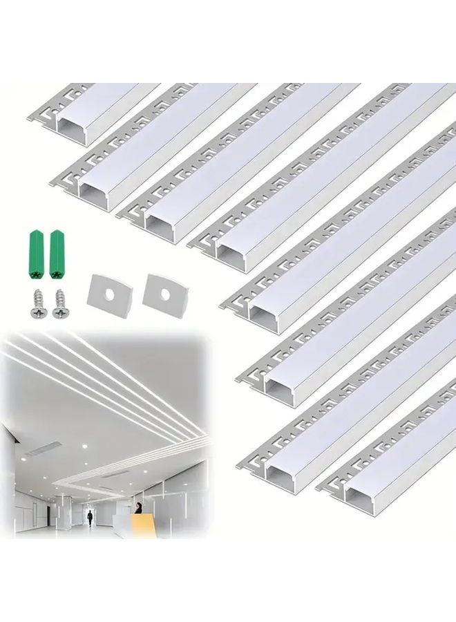 8pcs 3 3ft 1m Silvery Aluminum Channel With Milky White Diffuser For Drywall Ceiling Light - Image 2