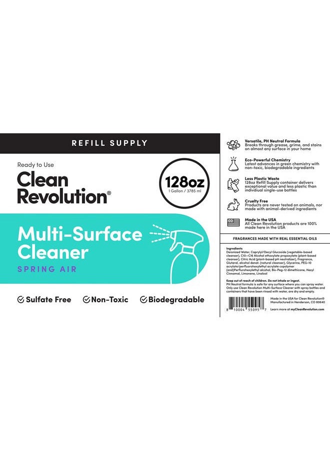 Clean Revolution Multi-Surface Cleaner Refill Supply | Non-Toxic, Eco-Friendly & Plant-Based | Ready To Use | Spring Air | 128 Fl Oz (1 Gallon) - Image 4