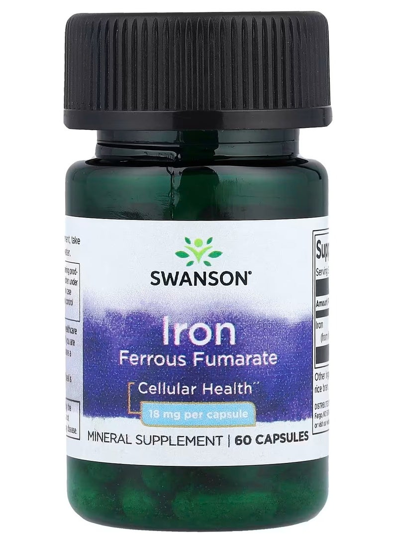 سوانسون، فومارات الحديدوز، 18 ملغ، 60 كبسولة