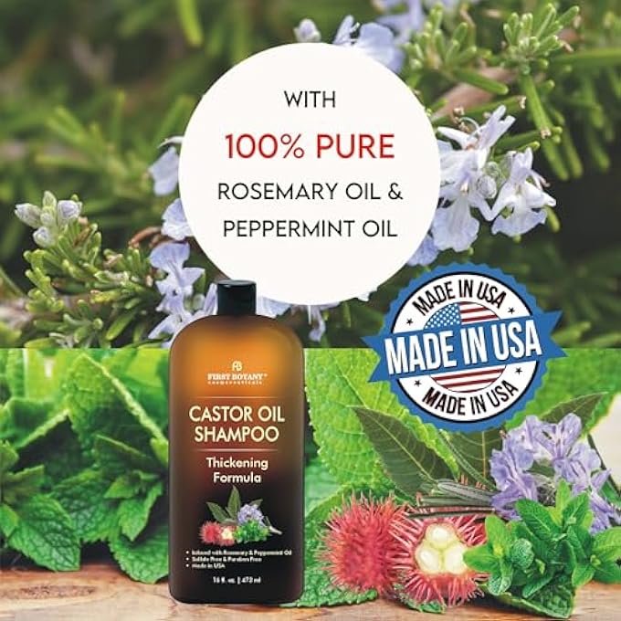 First Botany CASTOR OIL SHAMPOO - AN ANTI HAIR LOSS SHAMPOO THICKENING FORMULA FOR HAIR REGROWTH, ANTI THINNING SULFATE FREE FOR MEN & WOMEN ANTI DANDRUFF TREATMENT 16 FL OZ - Image 3