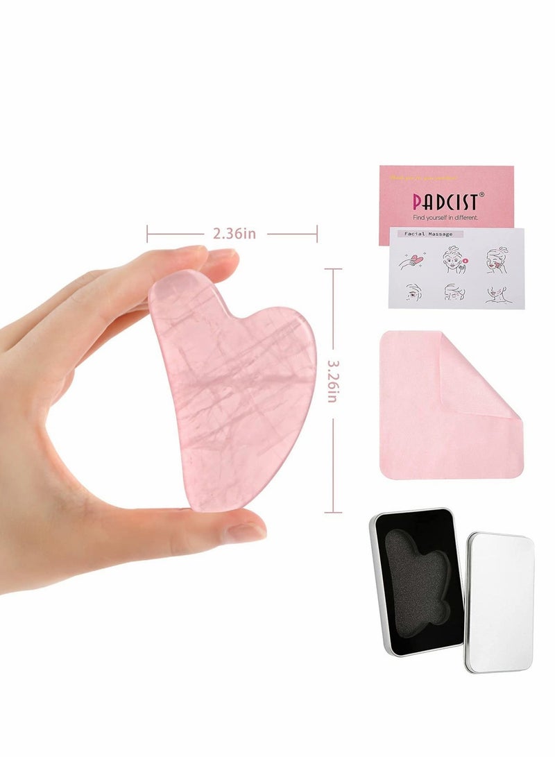 Captaintech Gua Sha Facial Tools, Facial and Body Massager, Natural Rose Quartz Gua Sha Stone, Guasha Tool for Face Sculpting, Shaping, Reduce Puffiness, Tension Relief, Gua Sha Massage Tool for Face, Eyes, 2PCS - Image 2