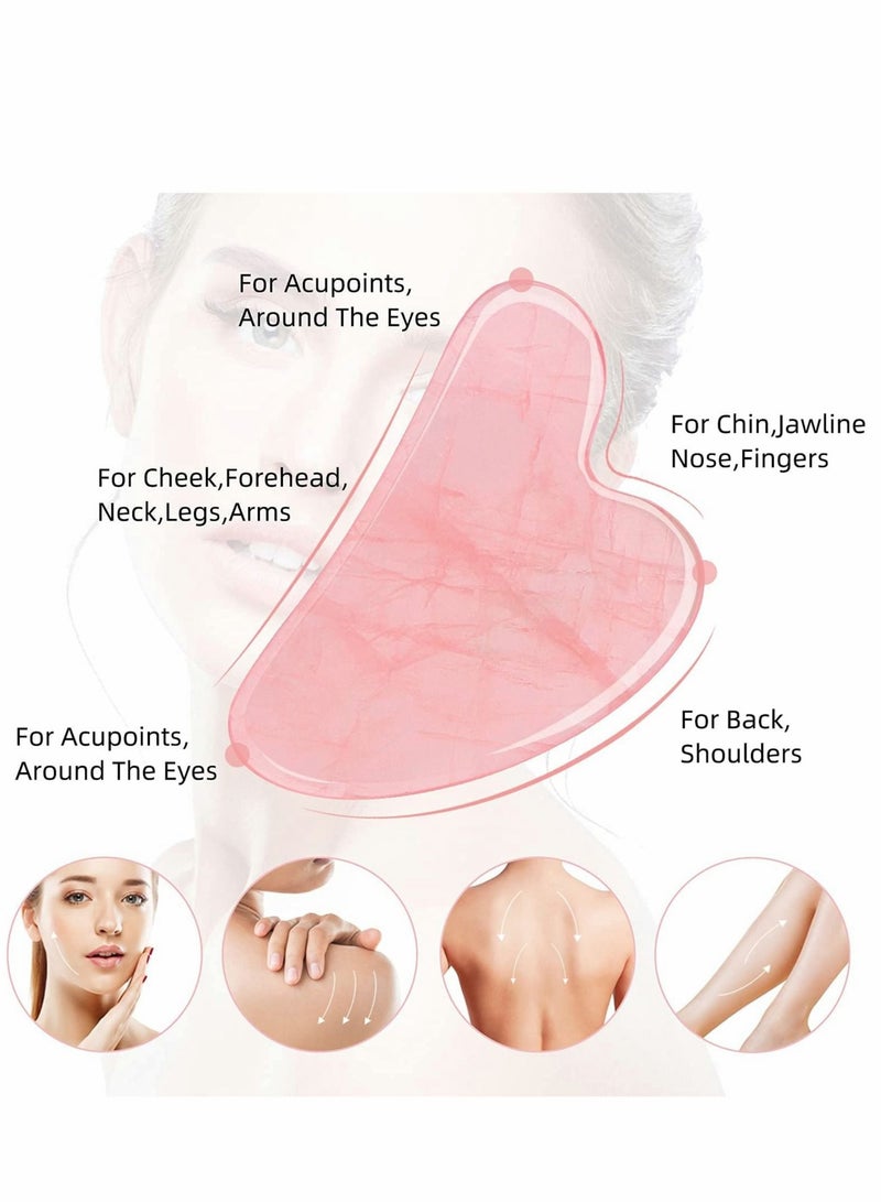 Captaintech Gua Sha Facial Tools, Facial and Body Massager, Natural Rose Quartz Gua Sha Stone, Guasha Tool for Face Sculpting, Shaping, Reduce Puffiness, Tension Relief, Gua Sha Massage Tool for Face, Eyes, 2PCS - Image 3