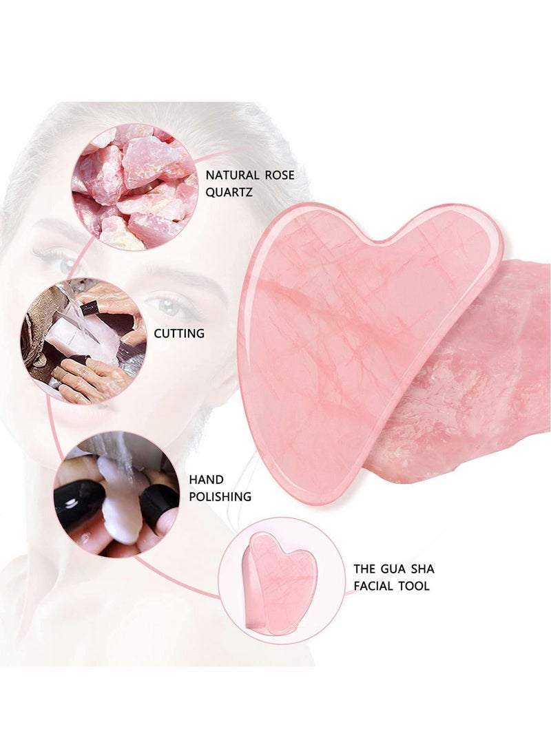 Captaintech Gua Sha Facial Tools, Facial and Body Massager, Natural Rose Quartz Gua Sha Stone, Guasha Tool for Face Sculpting, Shaping, Reduce Puffiness, Tension Relief, Gua Sha Massage Tool for Face, Eyes, 2PCS - Image 4