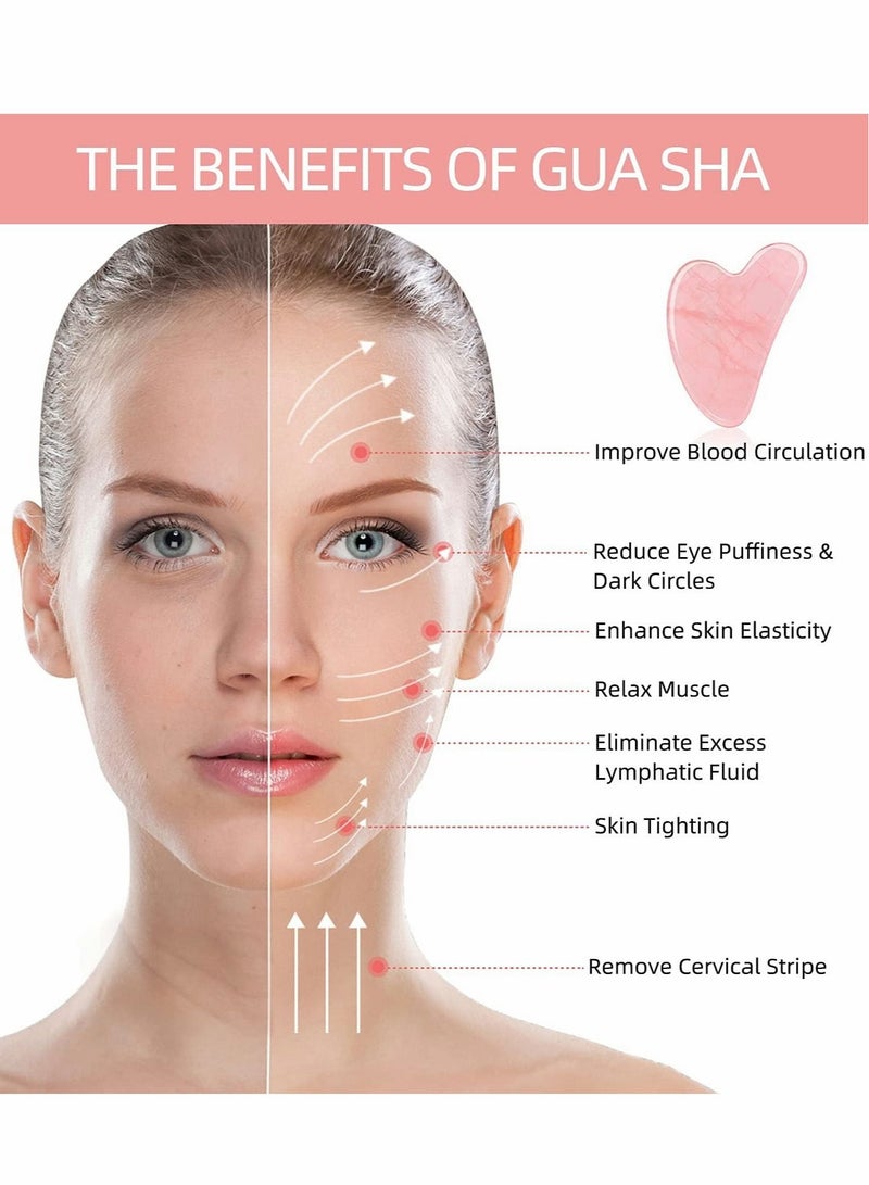 Captaintech Gua Sha Facial Tools, Facial and Body Massager, Natural Rose Quartz Gua Sha Stone, Guasha Tool for Face Sculpting, Shaping, Reduce Puffiness, Tension Relief, Gua Sha Massage Tool for Face, Eyes, 2PCS - Image 5
