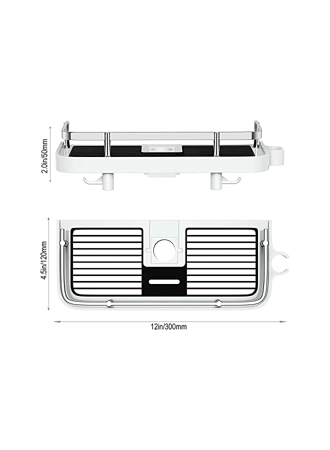Raxoom Shower Shelf, Square Bathroom Shower Storage No Drilling Shower Caddy Hanging Shower Holder for Shampoo Shower Tidy Hanging with Buckle and Shower Head Hook Suit 19mm-25mm Shower Rail - Image 4