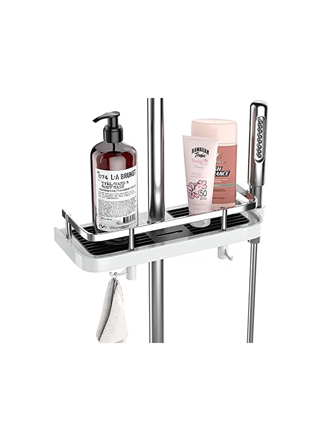 Raxoom Shower Shelf, Square Bathroom Shower Storage No Drilling Shower Caddy Hanging Shower Holder for Shampoo Shower Tidy Hanging with Buckle and Shower Head Hook Suit 19mm-25mm Shower Rail - Image 3