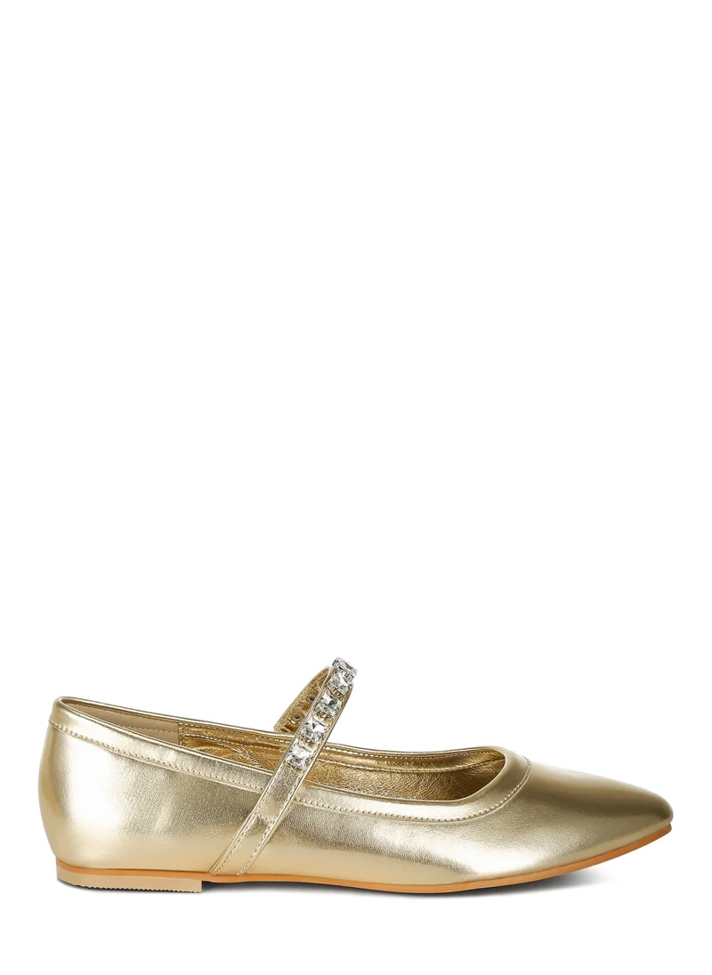 London Rag Metallic Mary Jane Ballerinas in Gold