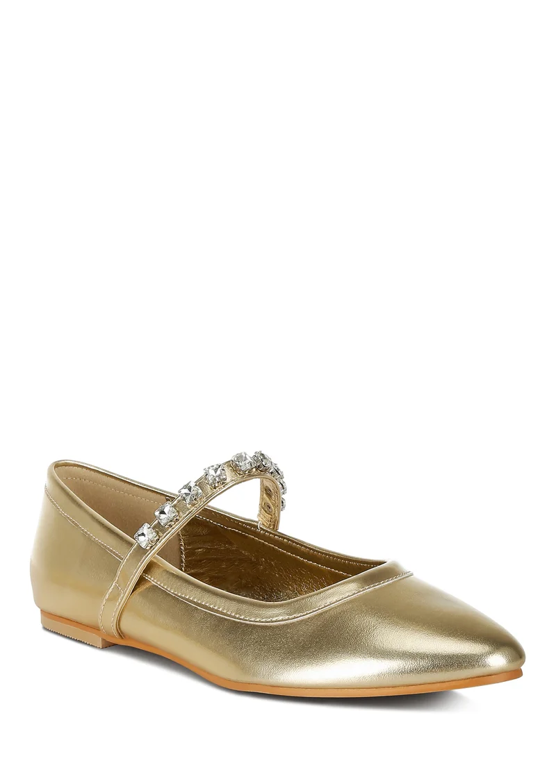 London Rag Metallic Mary Jane Ballerinas in Gold