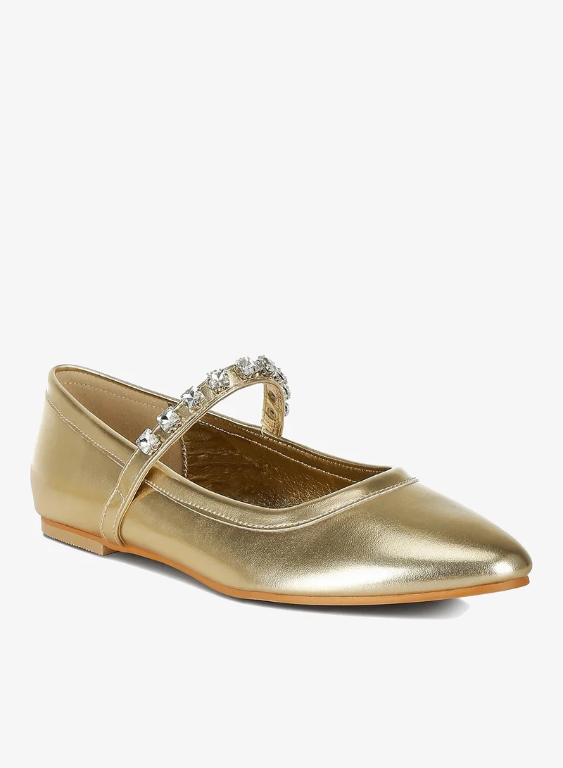 London Rag Gold Metallic Mary Jane Ballerinas in Gold for Women | Best Price UAE