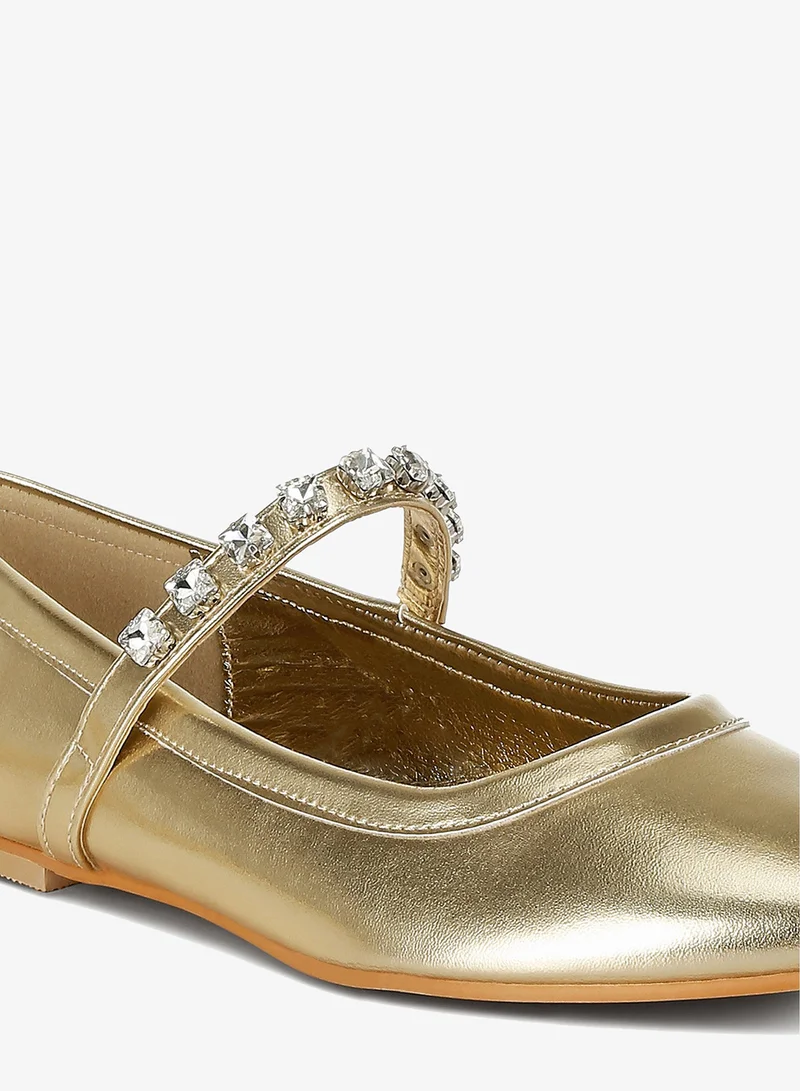 London Rag Gold Metallic Mary Jane Ballerinas in Gold for Women | Best Price UAE