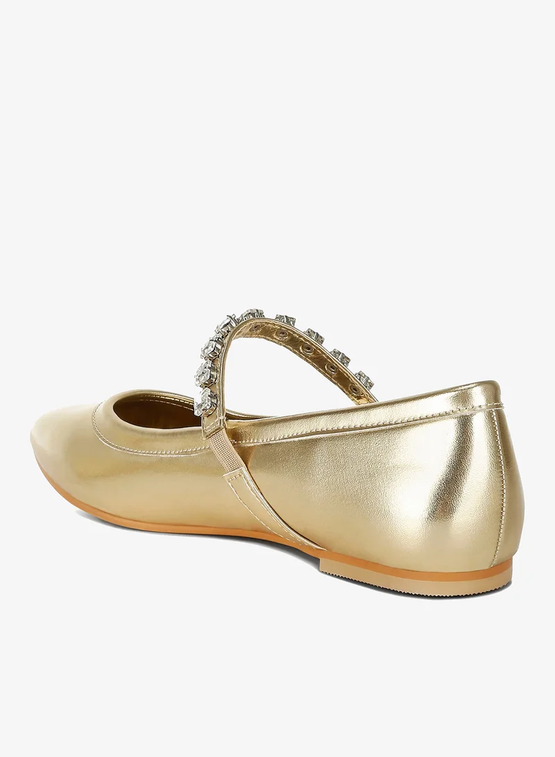 London Rag Gold Metallic Mary Jane Ballerinas in Gold for Women | Best Price UAE