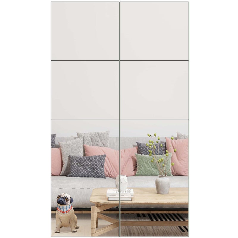 Ruomeng Full Length Wall Mirror Tiles 12 x 10 x 8Pcs Frameless Full Body Mirror Tiles Wall Mounted Mirror for Home Gym Vanity Bedroom Living Room