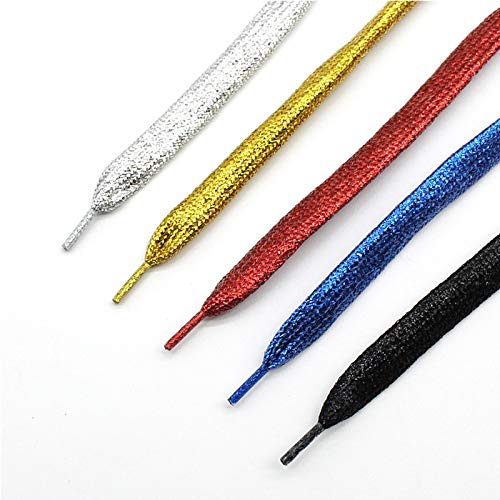 MarJunSep Shimmery glitter 42" Solid Colors Flat Shoelaces Shoe Laces strings for Teams Cheer Dance Sneakers - Image 4