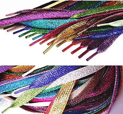 MarJunSep Shimmery glitter 42" Solid Colors Flat Shoelaces Shoe Laces strings for Teams Cheer Dance Sneakers - Image 3