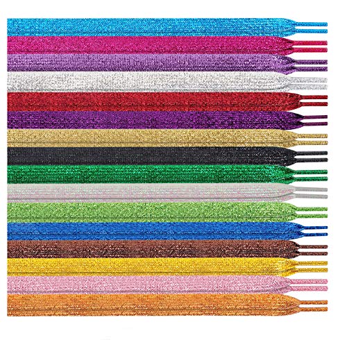 MarJunSep Shimmery glitter 42" Solid Colors Flat Shoelaces Shoe Laces strings for Teams Cheer Dance Sneakers - Image 1