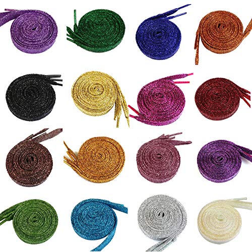 MarJunSep Shimmery glitter 42" Solid Colors Flat Shoelaces Shoe Laces strings for Teams Cheer Dance Sneakers - Image 5