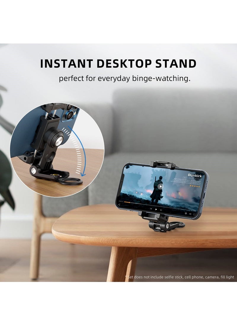 Y&D - Phone Tripod Adapter, Adjustable Adapter with Cold Shoe for Cell Phone, Plastic Holder Clamp, 360° Rotatable Stand iPhone and Android Smartphone - Image 1