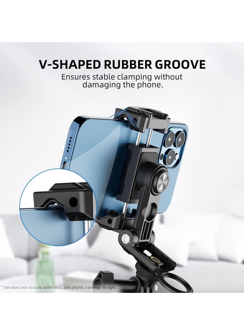 Y&D Phone Tripod Adapter, Adjustable Adapter with Cold Shoe for Cell Phone, Plastic Holder Clamp, 360° Rotatable Stand iPhone and Android Smartphone  - Image 4