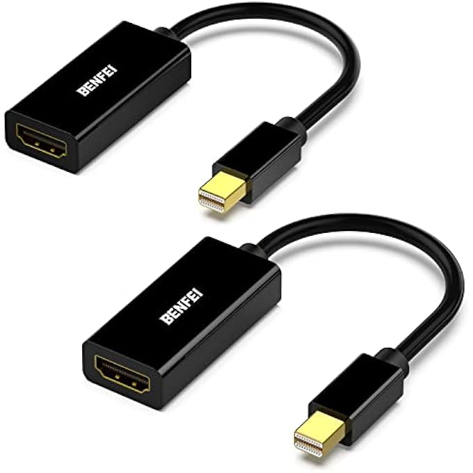 Benfei MINI DISPLAYPORT TO HDMI ADAPTER 2 PACK, MINI DP(THUNDERBOLT) TO HDMI CONVERTER GOLD-PLATED CORD COMPATIBLE FOR MACBOOK PRO, MACBOOK AIR, MAC MINI, MICROSOFT SURFACE PRO 3/4, ETC - Image 1