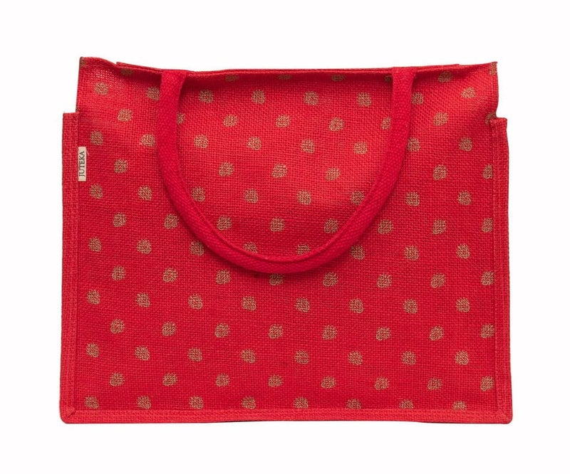 JUTEKA Unisex-adult Printed Red Color Grocery, Shopping, Multipurpose Jute Bag - Image 3