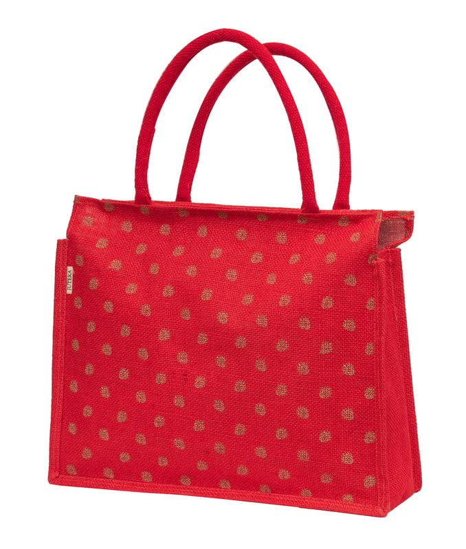 JUTEKA Unisex-adult Printed Red Color Grocery, Shopping, Multipurpose Jute Bag - Image 2