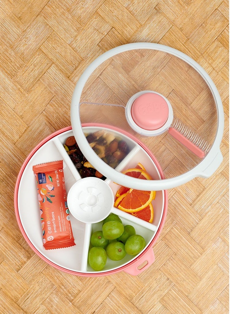 GOBE Gobe Large Snack Spinner Bundle with Hand Strap and Sticker Sheet - Reusable Container 4 Compartt Dispenser & Sliding Door | BPA PVC Free Dishwasher Safe No Spill, Leakproof - Image 1