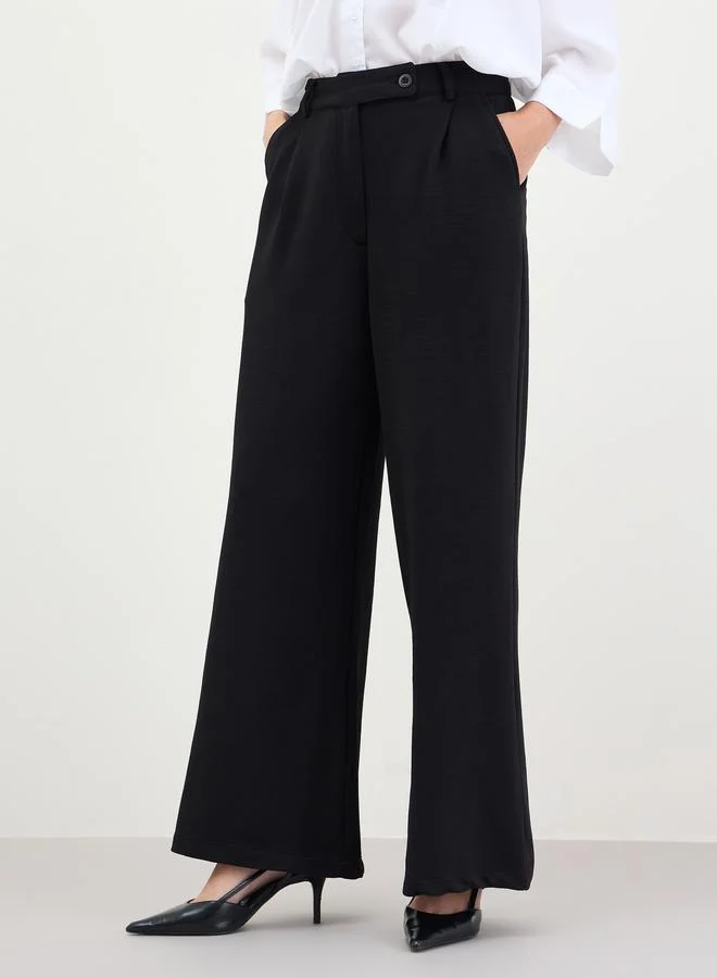 Styli Women Black Wide Leg Trousers