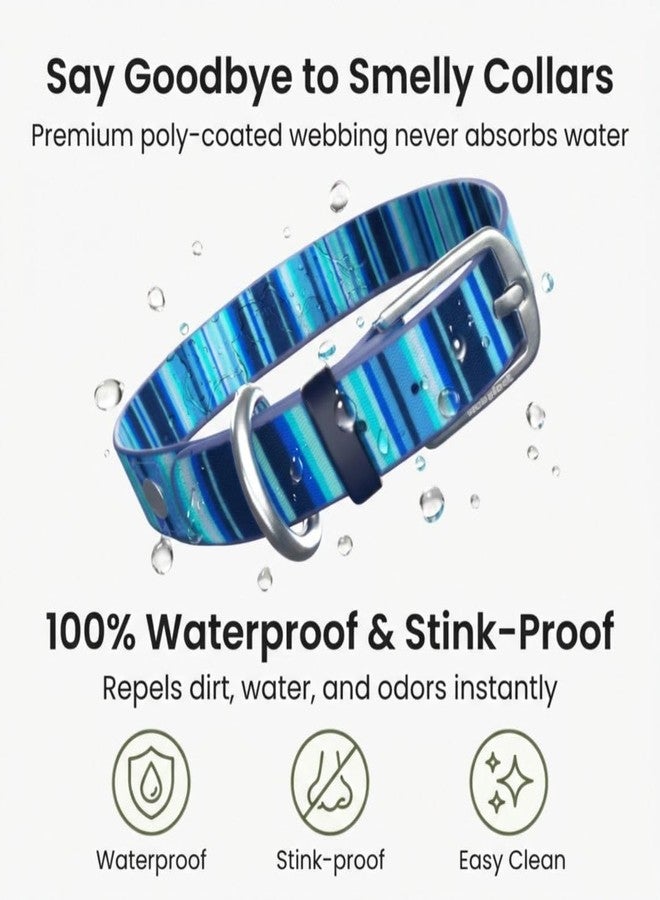 rubyloo Waterproof Dog Collar – Washable, Stink-Proof & Dirt-Proof – Soft, Odorless, Easy to Clean – Fade-Resistant, Durable for Medium & Large Dogs – Rust-Proof Metal Buckle - Blue-M 1" - Image 2