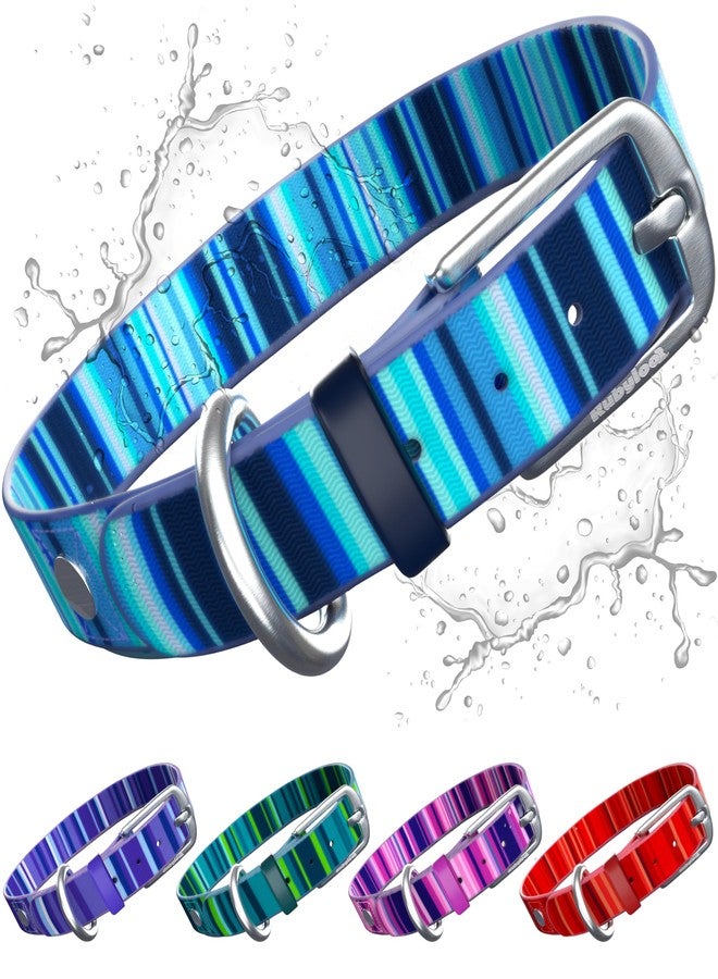 rubyloo Waterproof Dog Collar – Washable, Stink-Proof & Dirt-Proof – Soft, Odorless, Easy to Clean – Fade-Resistant, Durable for Medium & Large Dogs – Rust-Proof Metal Buckle - Blue-M 1" - Image 1