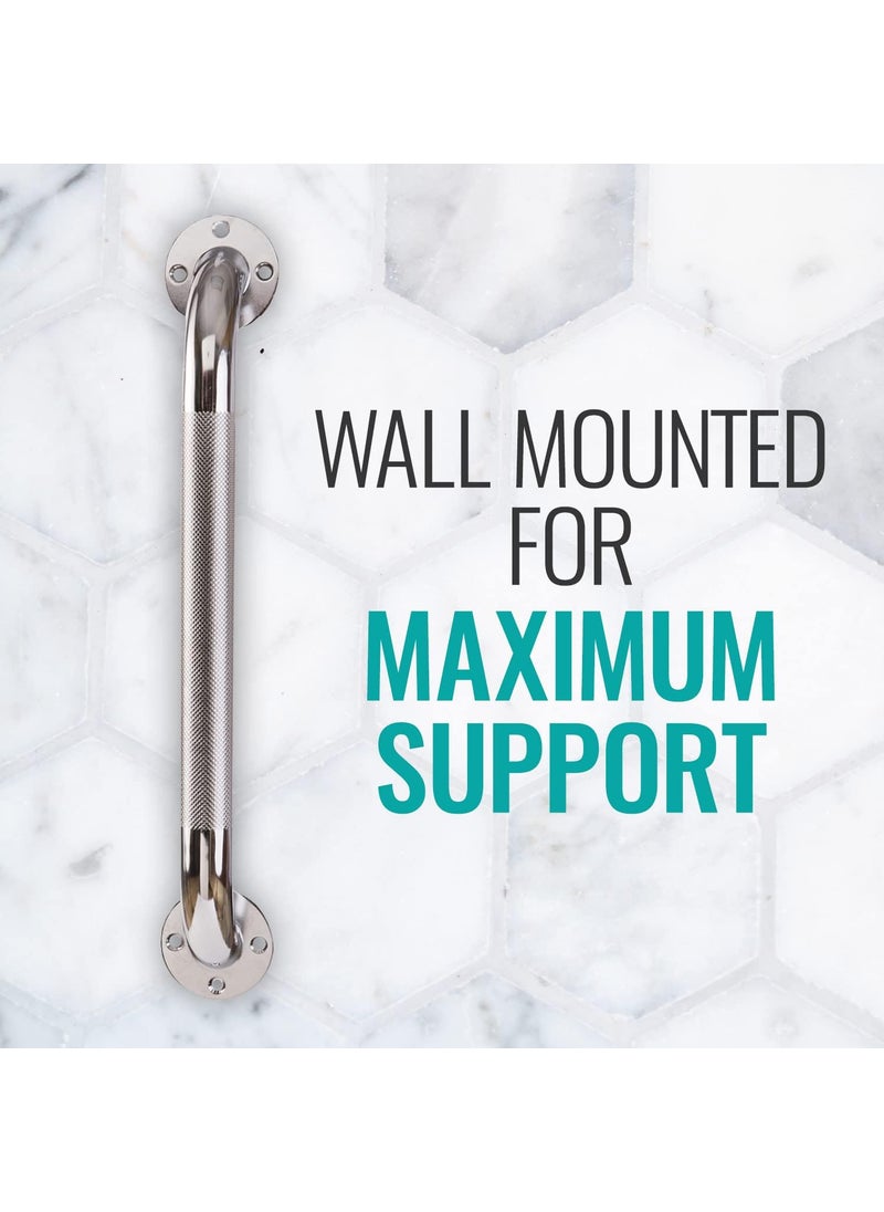 DMI DMI Textured Grab Bars Shower Toilet Tub Rail for Handicap  Elderly Perfect for Bathroom Safety RustResistant Steel Silver Chrome 24 FSA  HSA Eligible  - Image 3