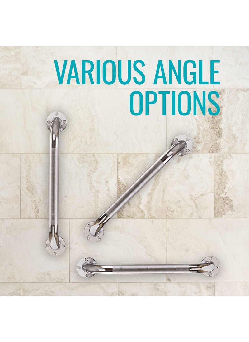 DMI DMI Textured Grab Bars Shower Toilet Tub Rail for Handicap  Elderly Perfect for Bathroom Safety RustResistant Steel Silver Chrome 24 FSA  HSA Eligible  - Image 5