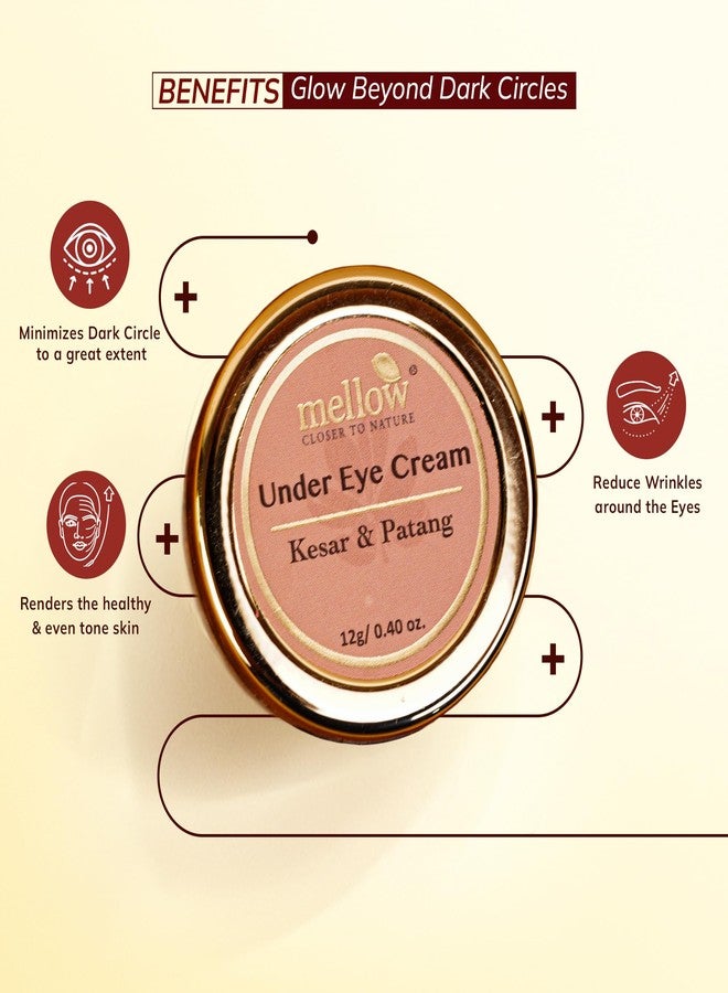 Mellow Under Eye Cream for Dark Circles & Puffiness (2 x 12gm) | Hydrating, Lightweight Daily Eye Care, for hollow eyes | Daily Eye Care for Smooth, Fresh-Looking Eyes, Fine Lines | Kesar & Patang | Ayurvedic Formula | Best for Men & Women | 94% Users Saw the result - Image 4