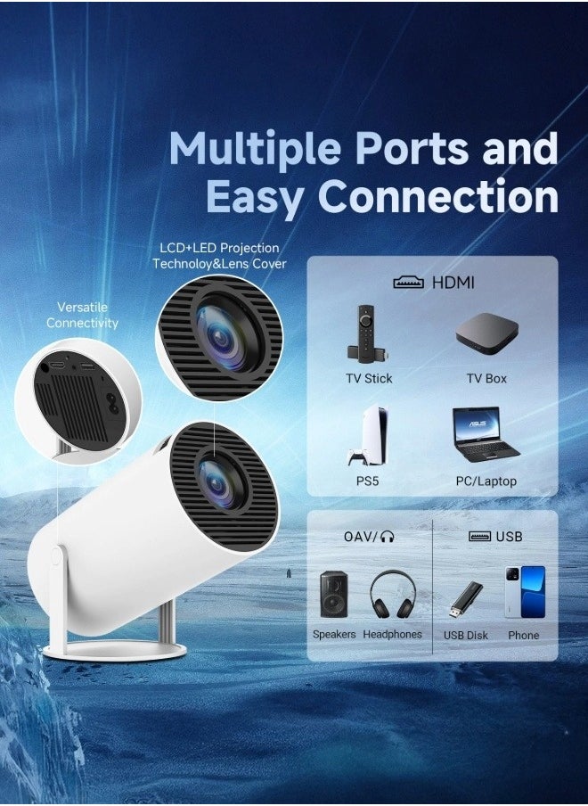 Generic - 4K Projector, Portable Android 11 Projector, 1080P FHD, WiFi 6, Bluetooth 5.0, 130-Inch Viewing, Pre-installed Netflix, Prime Video & More Apps - Image 1