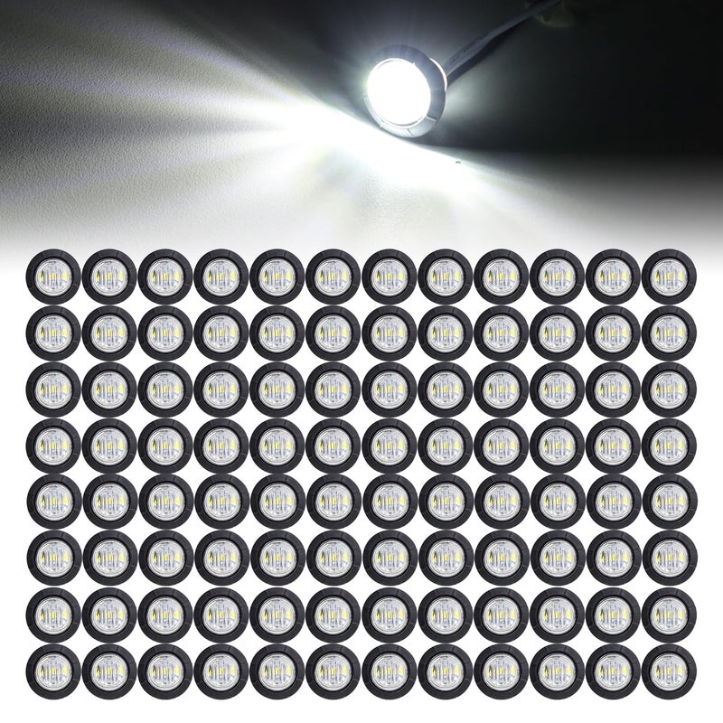 Ledvillage 100 Pcs 34 Inch Clear Lens White LED Bullet Side Marker Clearance Lights Universal Fits Trailer Truck Lorry SUV ATV RV Bus Van wRubber Grommet 12V DC - Image 2
