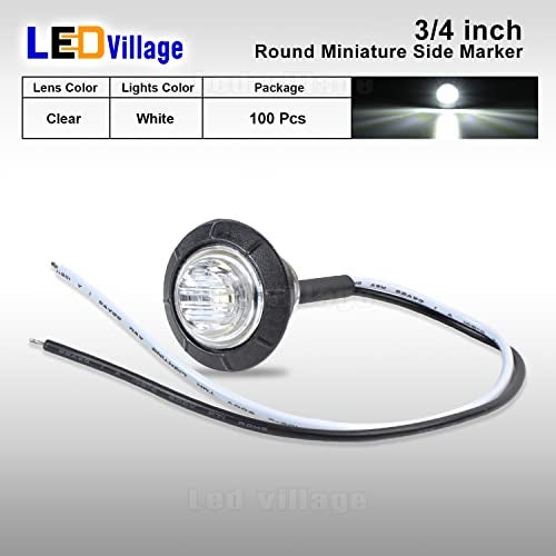 Ledvillage 100 Pcs 34 Inch Clear Lens White LED Bullet Side Marker Clearance Lights Universal Fits Trailer Truck Lorry SUV ATV RV Bus Van wRubber Grommet 12V DC - Image 3
