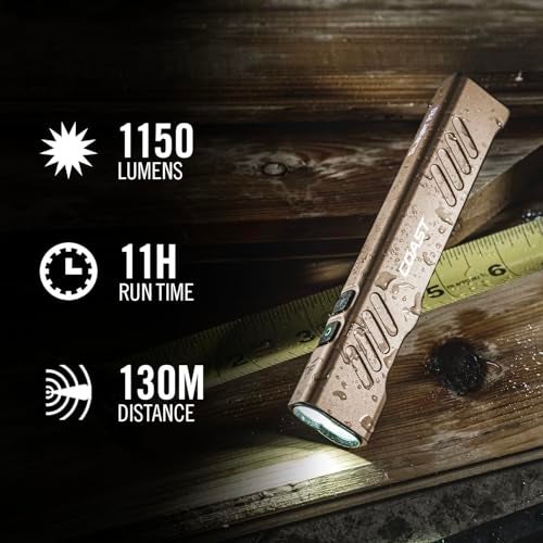Coast Slayer 1150 Lumen USBC Rechargeable LED Flashlight with SpotFlood Memory Mode and Pocket Clip Dune - Image 3