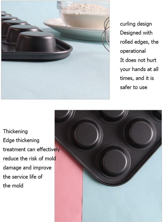 Bukela Nonstick Muffin Pan, Mini Cupcake Pans Set, Muffin Tins for Baking, 24-Cup, Black - Image 3