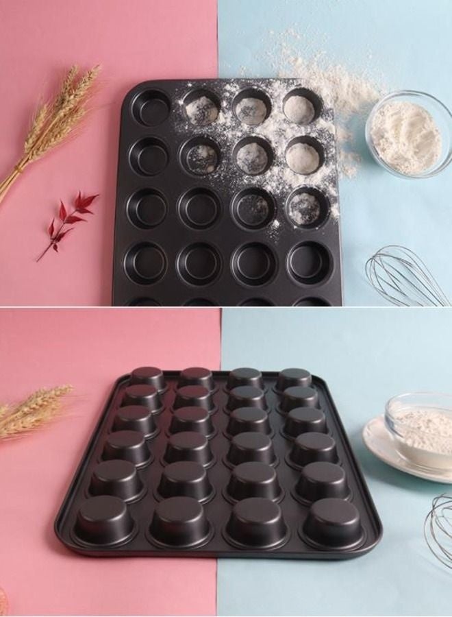 Bukela Nonstick Muffin Pan, Mini Cupcake Pans Set, Muffin Tins for Baking, 24-Cup, Black - Image 2