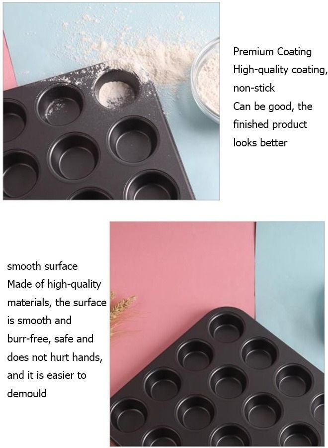 Bukela Nonstick Muffin Pan, Mini Cupcake Pans Set, Muffin Tins for Baking, 24-Cup, Black - Image 4